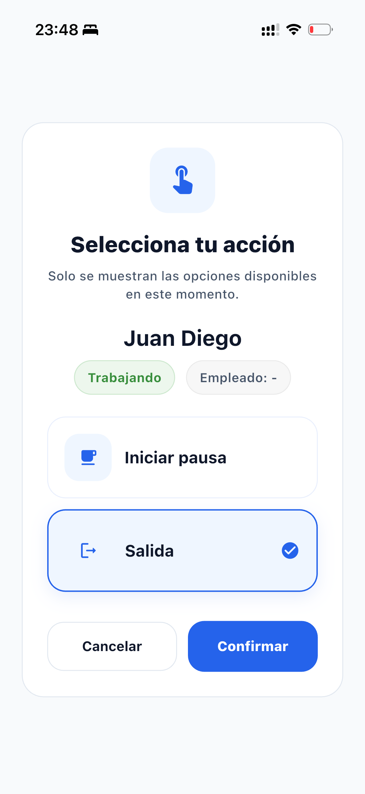 Salida o pausa
