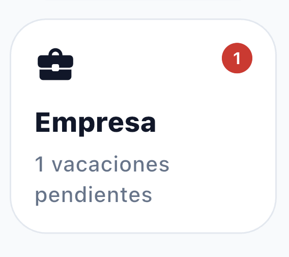 Tarjeta Empresa con badge de pendientes