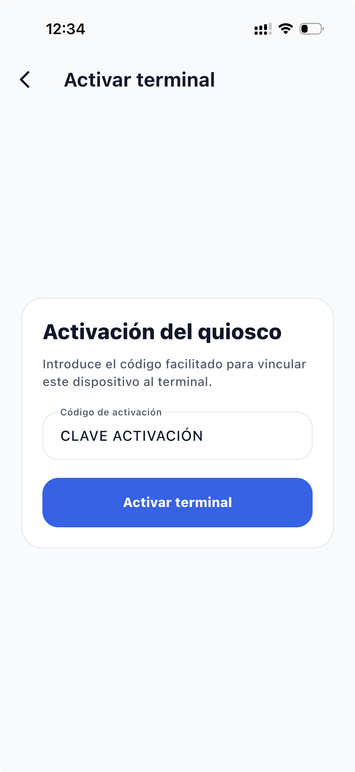Introducir código de activación