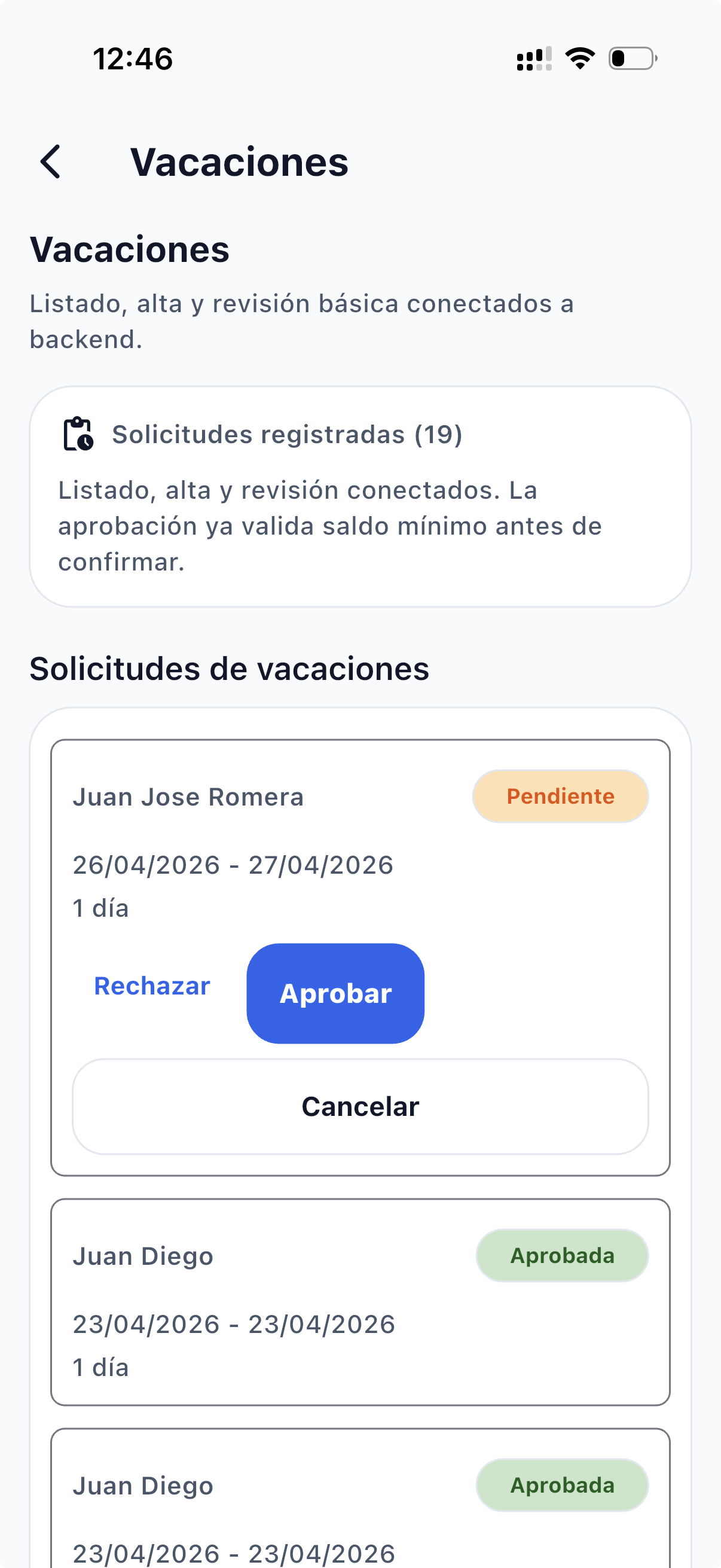 Solicitudes de vacaciones