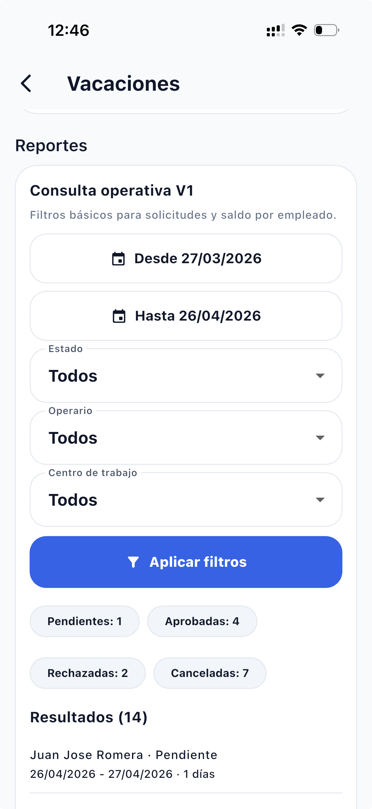 Reportes con filtros