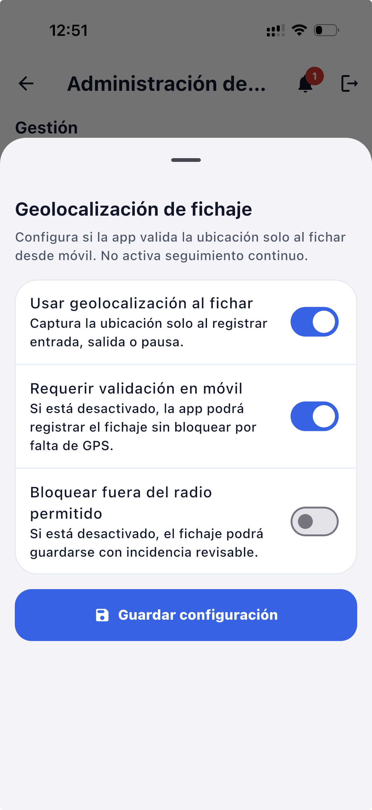 Configuración de geolocalización