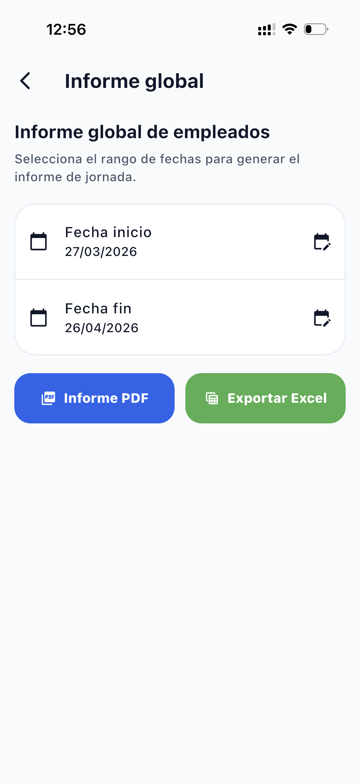 Informe global — rango de fechas