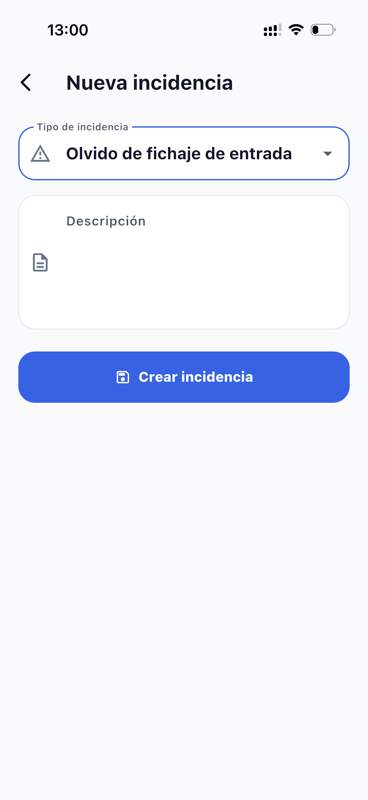 Nueva incidencia