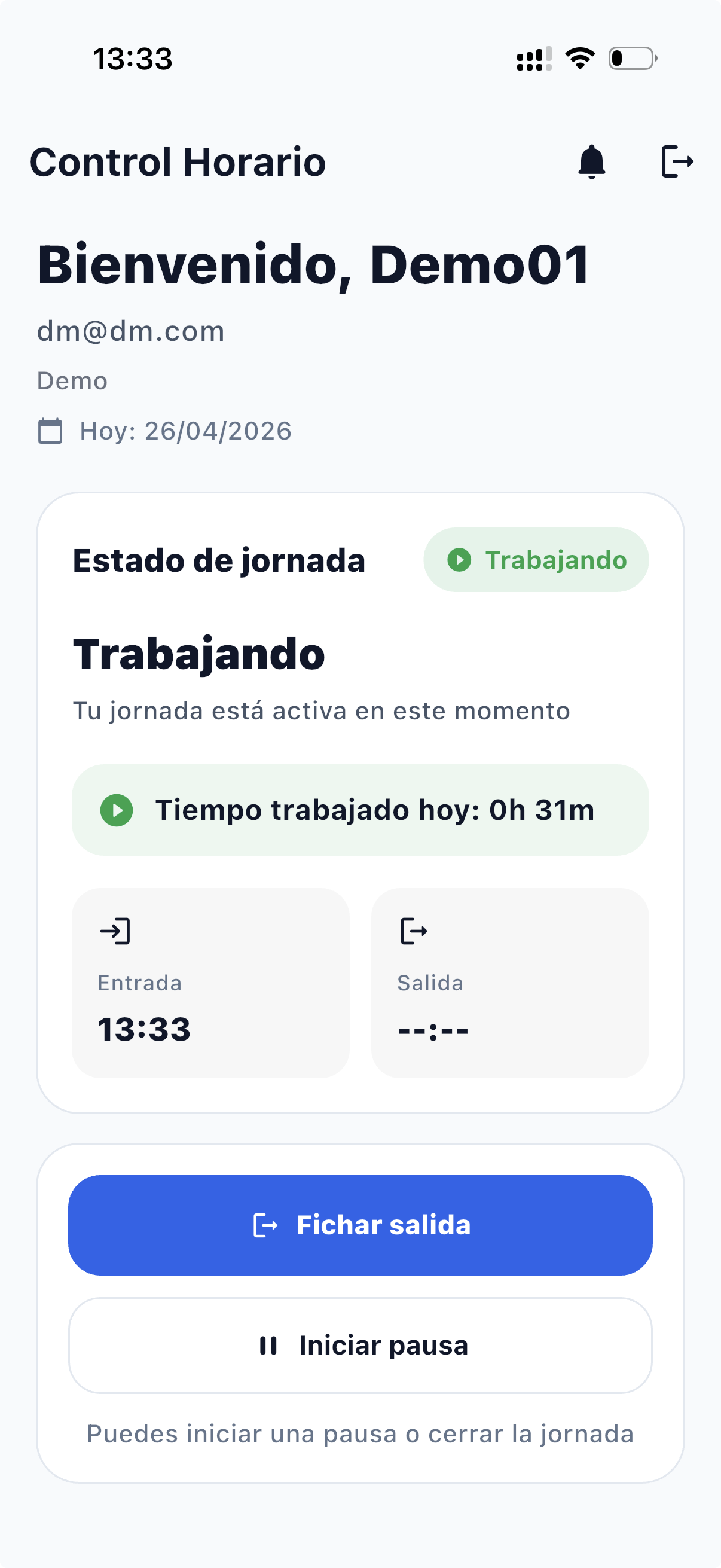 Estado: Trabajando