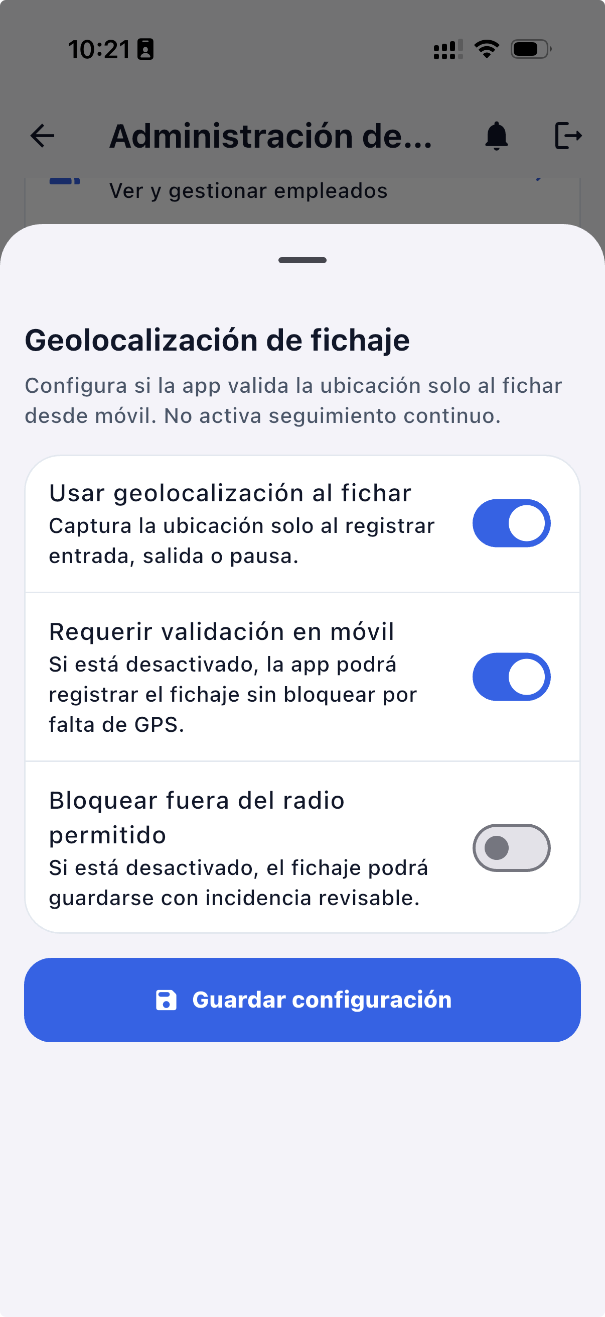 Captura de ejemplo 7 de JobTimer ControlHorario